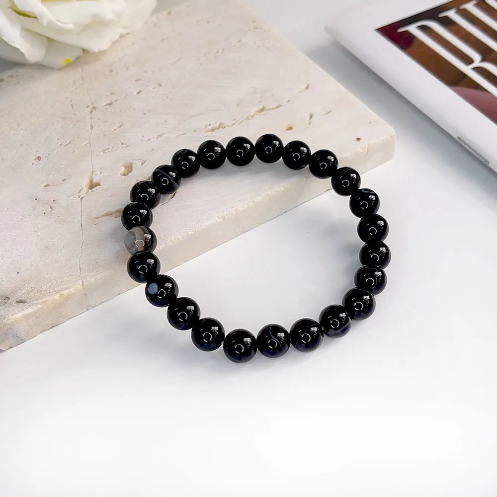Pulseira Elegante de Pedra Natural 6mm – Modelo Unissex