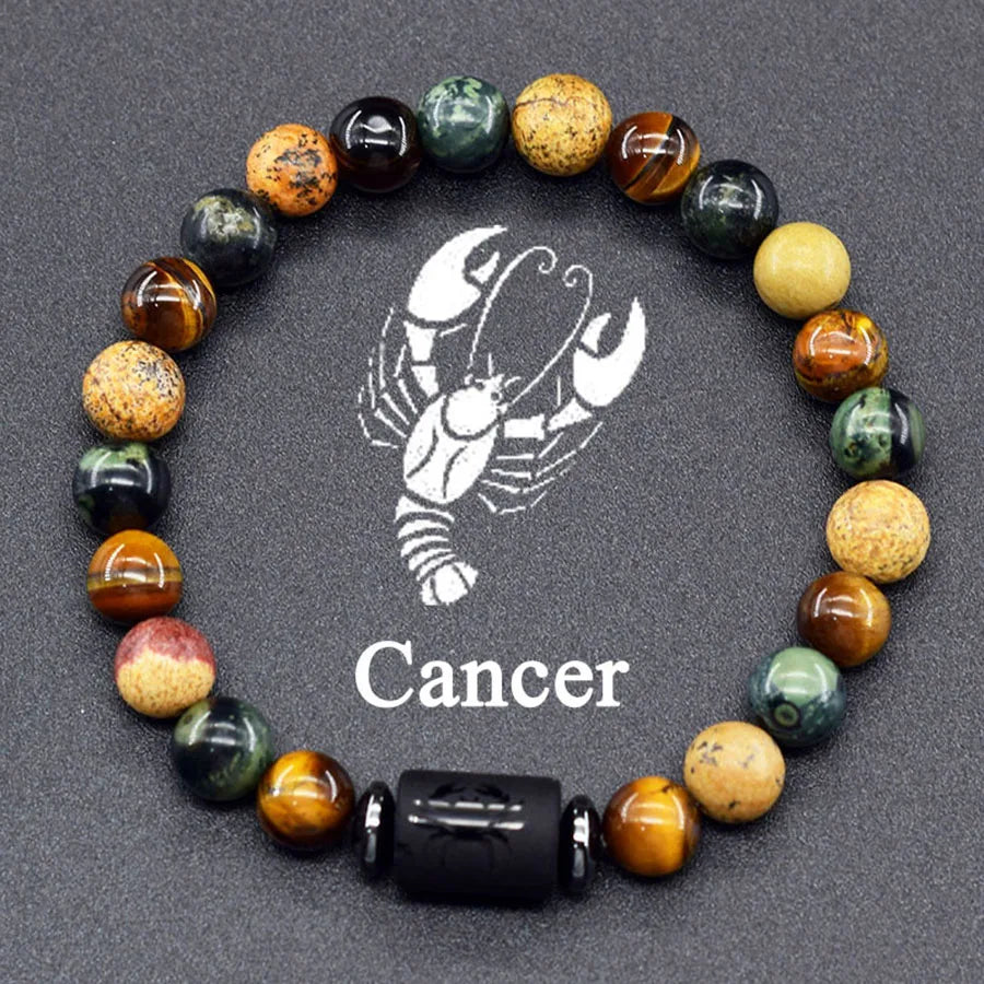 Pulseira dos Signos com Pedras Naturais Coloridas – 12 Signos