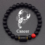 Pulseira dos Signos em Pedra Preta Fosca – 12 Signos