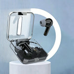 Fone de Ouvido Bluetooth TWS com Estojo de Carregamento Transparente – Design Moderno