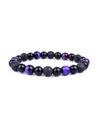 Pulseira Tripla Proteção com Olho de Tigre, Obsidiana e Pirita – Pedras Naturais 6mm