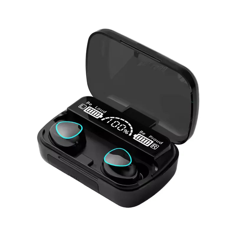 Fone de Ouvido Bluetooth TWS com Estojo de Carregamento Transparente – Design Moderno