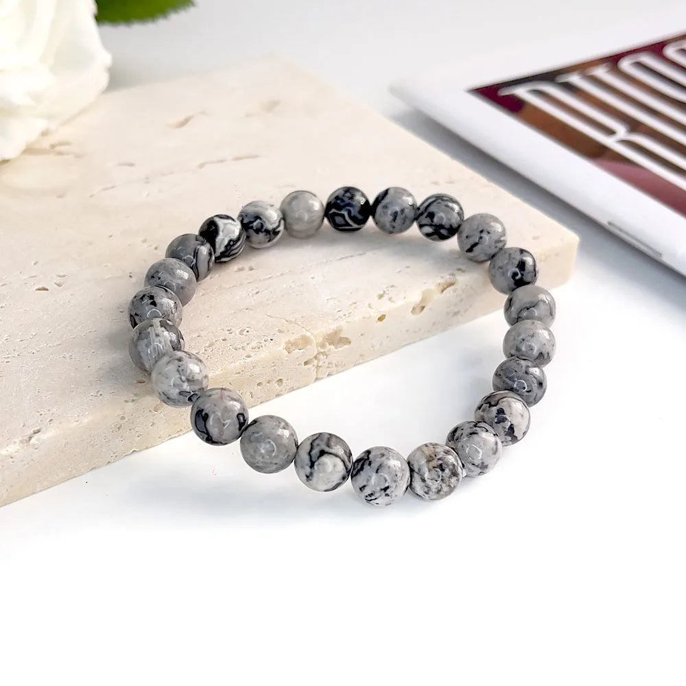 Pulseira Elegante de Pedra Natural 6mm – Modelo Unissex