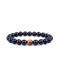 Pulseira Tripla Proteção com Olho de Tigre, Obsidiana e Pirita – Pedras Naturais 6mm
