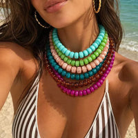 Colar choker boêmio de contas coloridas em 14 cores - foto 1