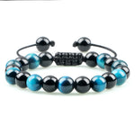 Pulseira Ajustável de Pedras Naturais 8mm – Ágata, Olho de Tigre e Mais Cores – Unissex