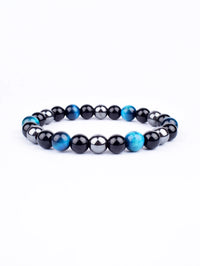 Pulseira Tripla Proteção com Olho de Tigre, Obsidiana e Pirita – Pedras Naturais 6mm