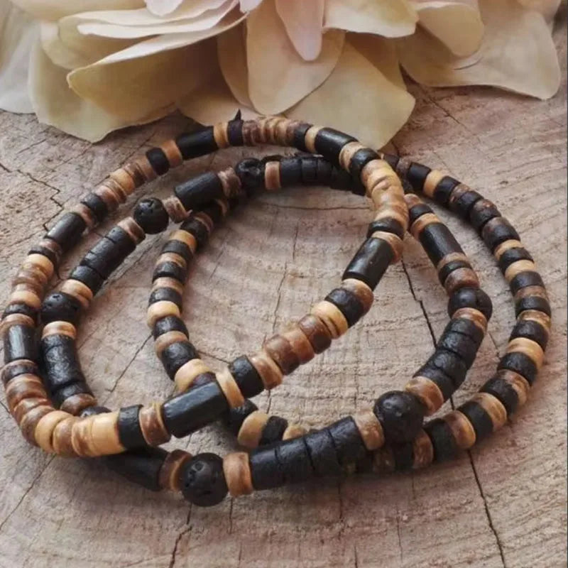 Conjunto de Pulseiras Masculinas de Turquesa e Madeira – Estilo Boho