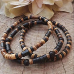 Conjunto de Pulseiras Masculinas de Turquesa e Madeira – Estilo Boho