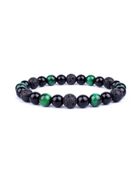 Pulseira Tripla Proteção com Olho de Tigre, Obsidiana e Pirita – Pedras Naturais 6mm