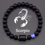 Pulseira dos Signos em Pedra Preta Fosca – 12 Signos