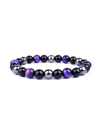 Pulseira Tripla Proteção com Olho de Tigre, Obsidiana e Pirita – Pedras Naturais 6mm
