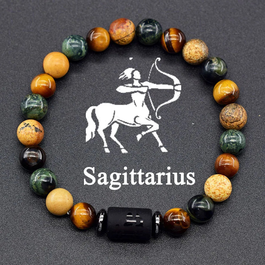 Pulseira dos Signos com Pedras Naturais Coloridas – 12 Signos