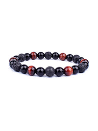 Pulseira Tripla Proteção com Olho de Tigre, Obsidiana e Pirita – Pedras Naturais 6mm