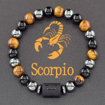 Pulseira dos Signos com Hematita e Olho-de-Tigre – 12 Signos