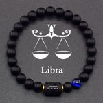 Pulseira dos Signos em Pedra Preta Fosca – 12 Signos