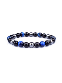 Pulseira Tripla Proteção com Olho de Tigre, Obsidiana e Pirita – Pedras Naturais 6mm