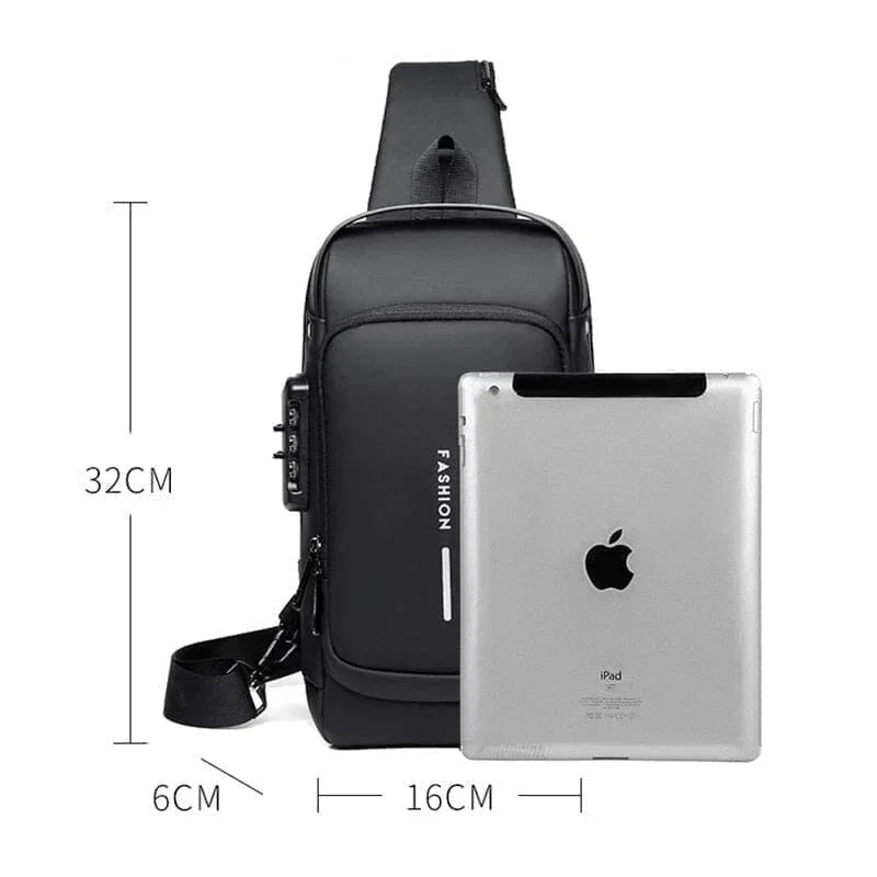 Mochila Antifurto Slim com Cadeado de Senha e Entrada USB