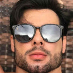 Óculos de Sol Masculino Hexagonal em Acetato de Alta Qualidade