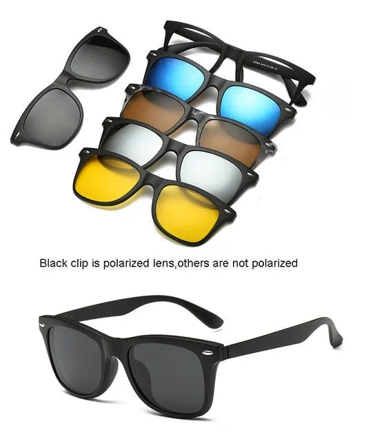 Óculos 6 em 1 com Lentes Magnéticas Intercambiáveis