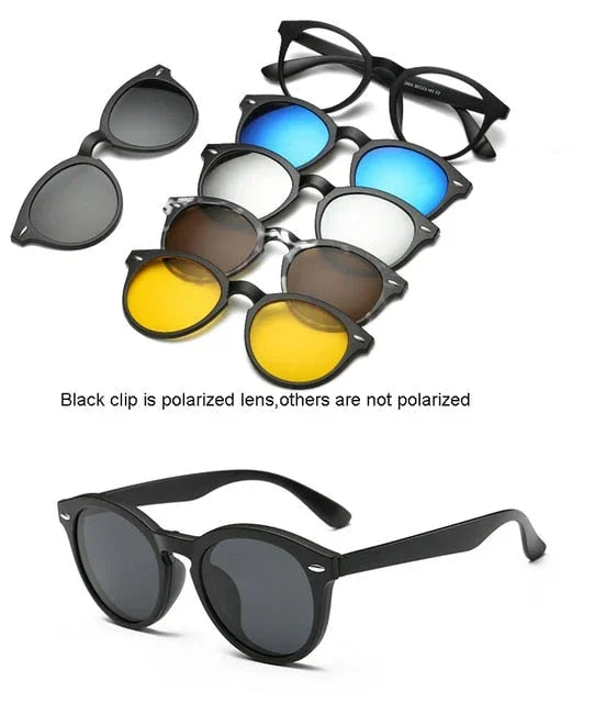 Óculos 6 em 1 com Lentes Magnéticas Intercambiáveis