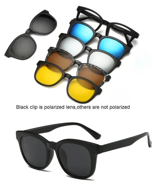 Óculos 6 em 1 com Lentes Magnéticas Intercambiáveis